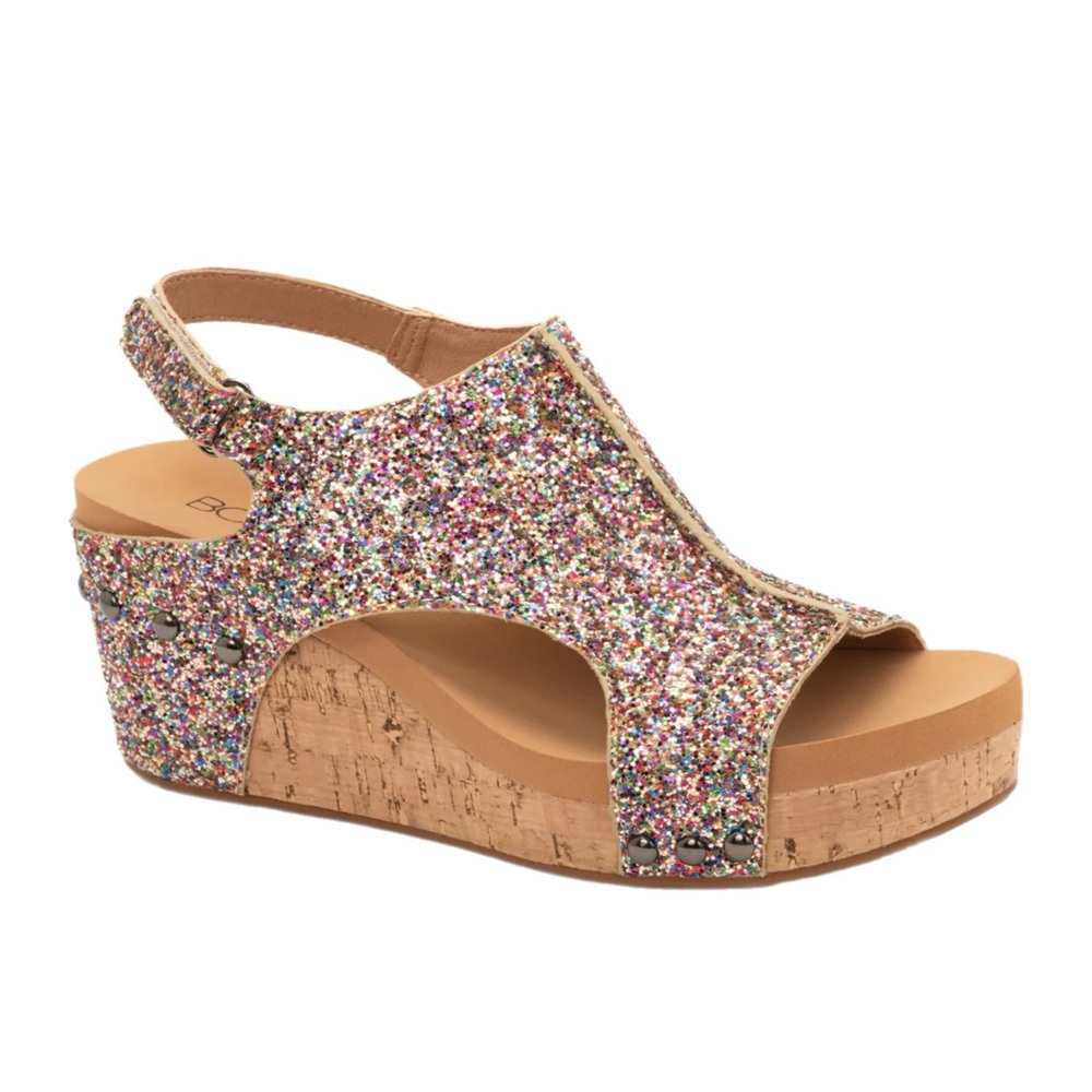 Corky's Confetti Glitter Ashley Wedge Sandals